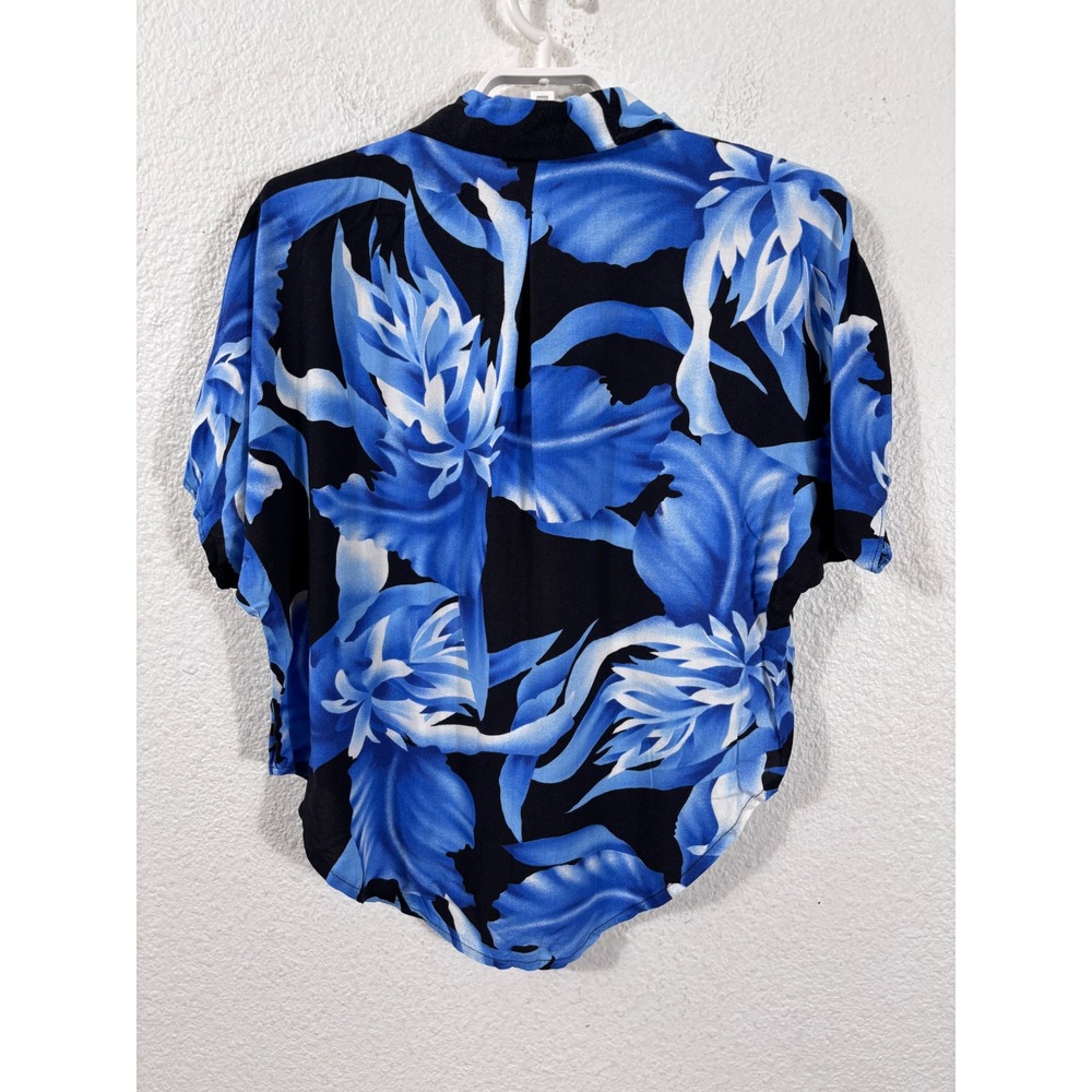 Stoplight California Button Up Shirt Large Blue Vintage Floral Hawaiian 80s - Picture 10 of 12